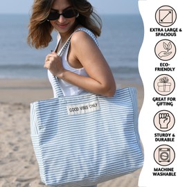 Folkulture Beach Bag | 17x14 | Waterproof, Sandproof Large Tote Bags for Women, Swimming Pool, Travel, Vacation, Beach Essentials, Accessories, Gifts | Bolsos Para Mujeres, Simple Modern Pool Bag