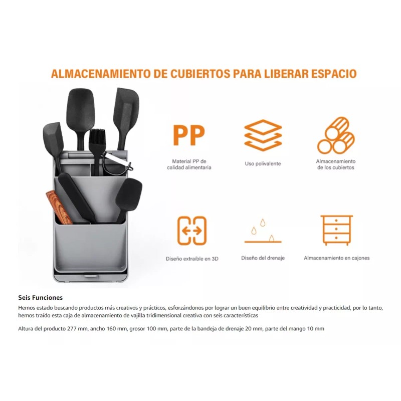 Seasky Porta Cubiertos 8 Compartimentos Soporte Tapa Ollas 2 Caras