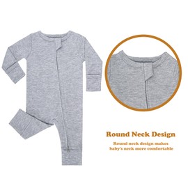 GUISBY Cotton Sleepers Footless Pajamas with Zipper and Mittens Long Sleeve Rompers for Baby Black+Grey 6-12 Months