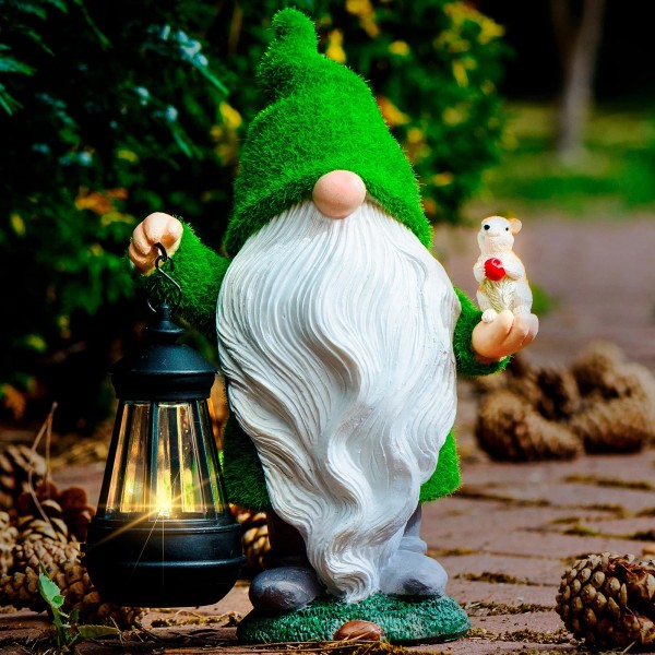 Redwix Garden Gnome with Squirrel 11.8'', Garden Statues Outdoor Clearance