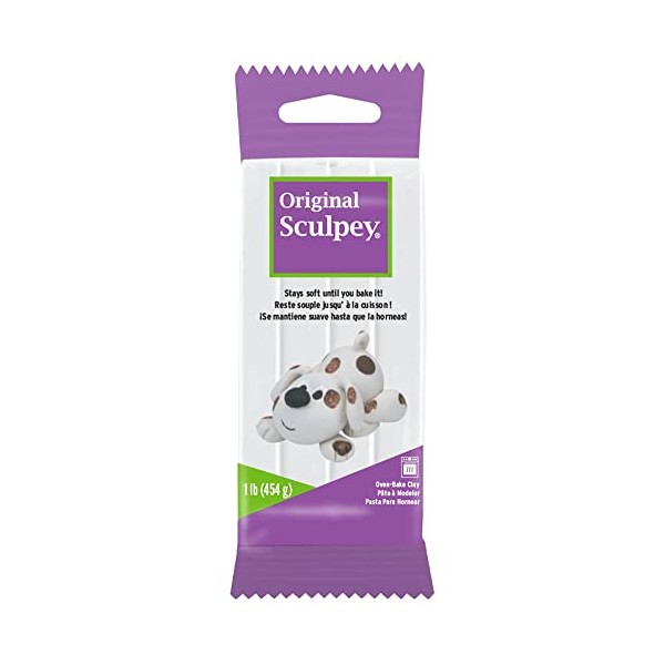 Original Sculpey® White, Non Toxic, Polymer clay, Oven Bake Clay, 1 pound great for modeling, sculpting, holiday, DIY and school projects. Great for all skill levels
