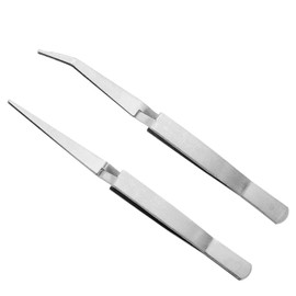 Surf turtle Cross Lock Tweezer 2PCS 120 mm / 4.7 inch Reverse Stainless Steel traight and Curved Tip Cross Locking Tweezer for Electronics, Soldering, Laboratory Work, Jewelry-Making, Model, Craft