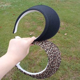 2 Pack Sun Visor Hats Women Men Clip On Wide Brim Visors Hat Outdoor Sports Golf Beach Travel Tennis Caps (Black+Leopard)