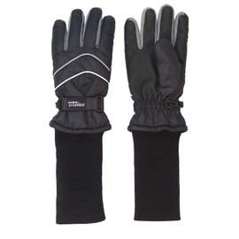 SnowStoppers Kid's Waterproof Long Cuff Winter Gloves (Black, Small)