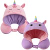 Amyhill Unicorn Kids Travel Neck Pillow, Airplane Pillow Hooded,Reversible