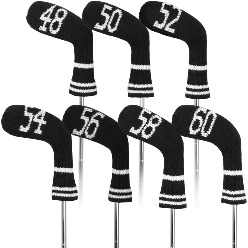 Knitted Wedge Golf Iron Headcovers 7 PCS Club Protector 48,50,52,54,56,58,60