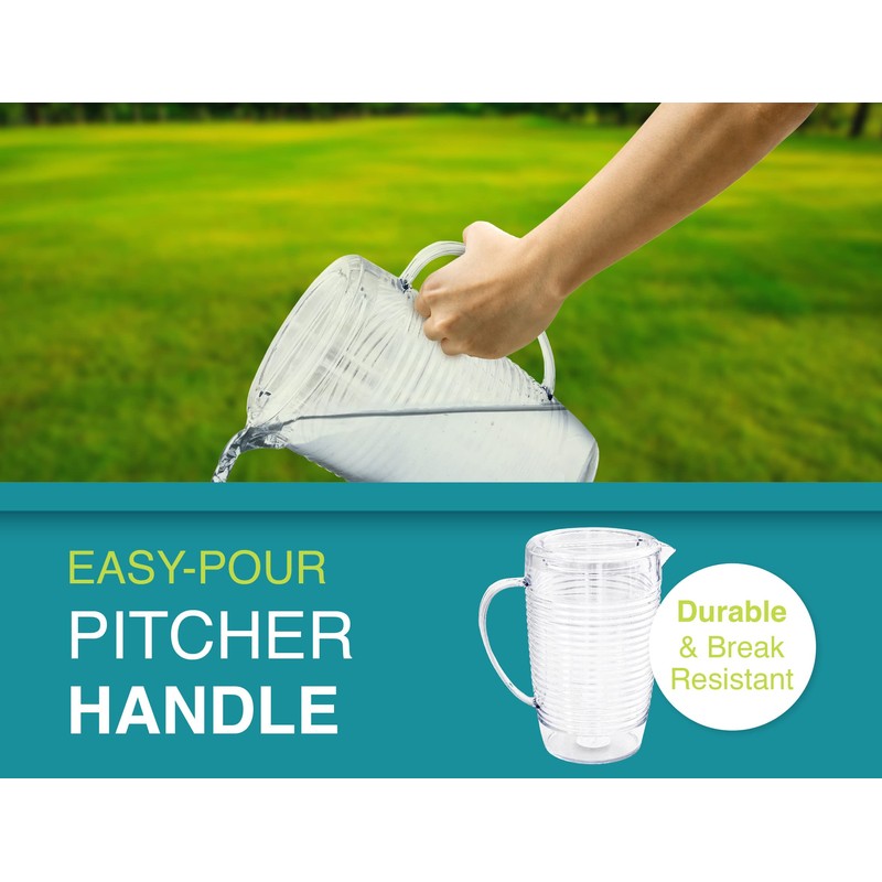 Arrow Home Products Clear Plastic Beverage Pitcher with Lid, 76