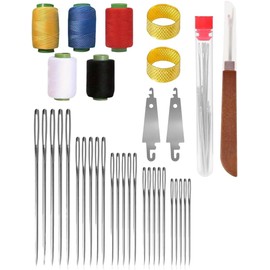 Kit de agujas de coser a mano con ojo grande, 36 piezas y estuche