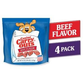Canine Carry Outs Beef Flavor Dog Treats, 47 Ounce Bag (Pack of 4)