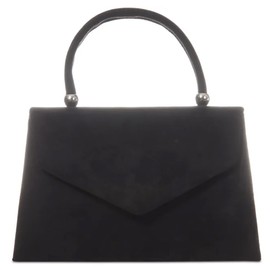fi9 Ladies Retro Suede Wedding Party Prom Evening Clutch Handbag, black
