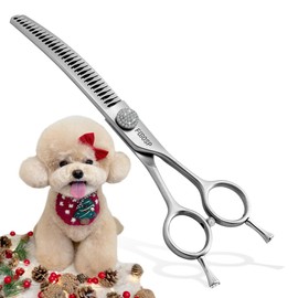 FOGOSP 7.0'' Curved Chunkers Shears for Dog Grooming Professional Magic Dog Grooming Scissors with Big Artificial Diamonds 30 Teeth for Large Dog(7.0 in, Curved Chunkers)