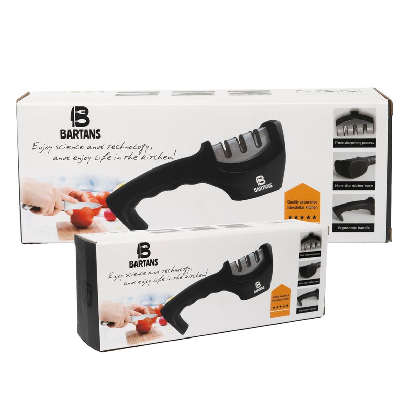 BARTANS 4-in-1 Knife Sharpening Tools with Ergonomic Grip, Non-Slip Base
