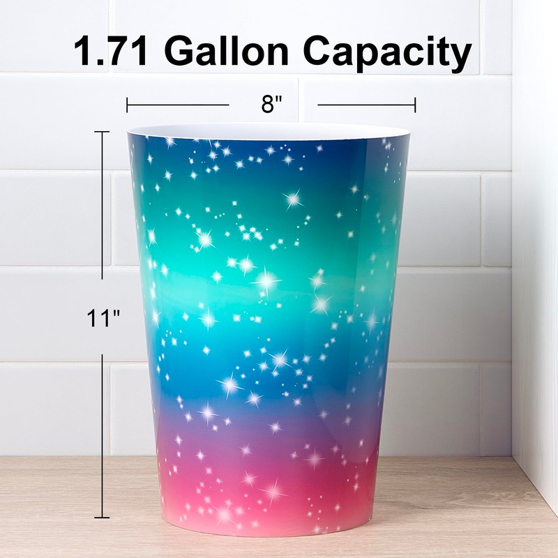 Allure Home Creation Tie Dye Sky Wastebasket-Compact Size-1.7 Gallons