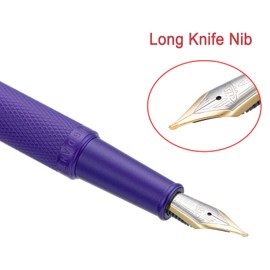 Asvine Hongdian 1851 Purple Forest Fountain Pen Blade Nib Classic Design Calligraphy Pen with Converter and Metal Pen Case Set