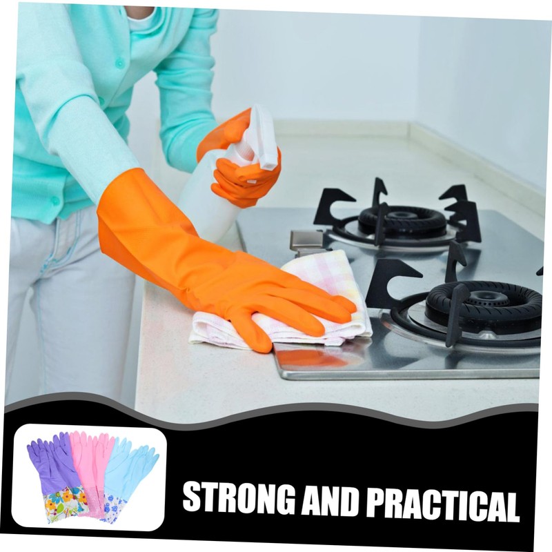 Baluue 3pairs Food Grade Gloves for Dishwashing Kitchen Cleaning Gloves