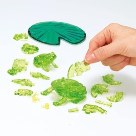 Crystal Puzzle, 3D Frog Couple, Green, Transparent Design, 43 Pieces, Construction Kit for Children and Adults HCM Kinzel