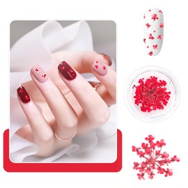 Nail Art Flowers Set Decoration - Gelnägel Zubehör 3 Farben(orange,blassrosa,Rose),Nail Art Aufkleber trockene Blumen Kit getrocknete Blumen Zubehör Set DIY Nageldekoration