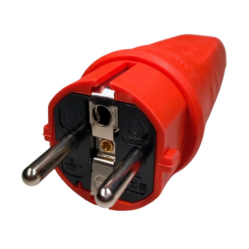 Rubber Plug 230 V, 16 A, IP44, Waterproof Plug, Shatterproof