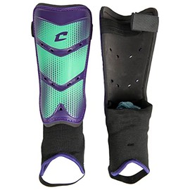 CHAMPRO League Soccer Shin Guards with Padded Ankle, Large, Purple