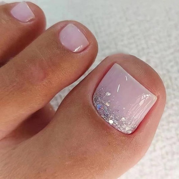 RUPOFUZA Press on Toenails Fake Toe Nails,Short Toe Nail Press