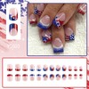 24 Pcs 4th of July Press on Nails Short Square