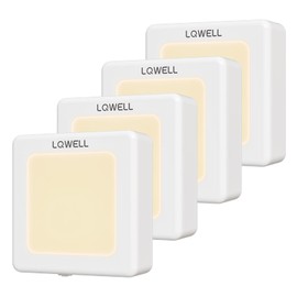 LQWELL® Night Light Socket Foldable with Twilight Sensor, Night Lamp Adjustable Brightness, Automatic Socket Light, Orientation Light Warm White for Children's Room Aisle Stairs (White, Pack of 4)