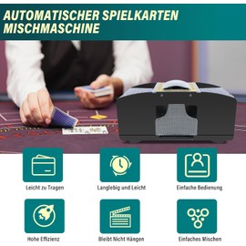 Kolamom Elektrischer Kartenspielmischer für 1-2 Decks, Automatischer Spielkartenmischer für Familientreffen, Poker, Blackjack, Batteriebetrieben, für Erwachsene ab 60 Jahren