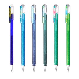 Pentel Hybrid - Dual Metallic - Liquid Gel Rollerball Pens - K110 - Cool Tones Set - Pack of 6