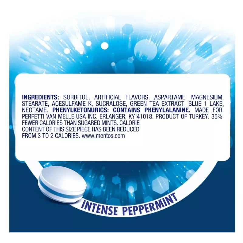 Mentos Clean Breath Sugarfree Hard Mint, 150Pc, Intense Peppermint (Pack