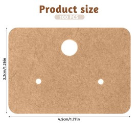 Earring Cards, 100Pcs Earring Display Holder Cards, 1.77 x 1.26 Inches Brown Earring Display Cards, Kraft Paper Earrings Tags, Hanging Jewelry Display Cards for Selling, Display, Retail, DIY Crafts