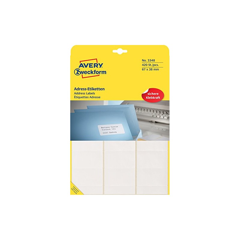 AVERY Zweckform 3348 Adress-Etiketten (Papier matt, 420 Etiketten, 67 x