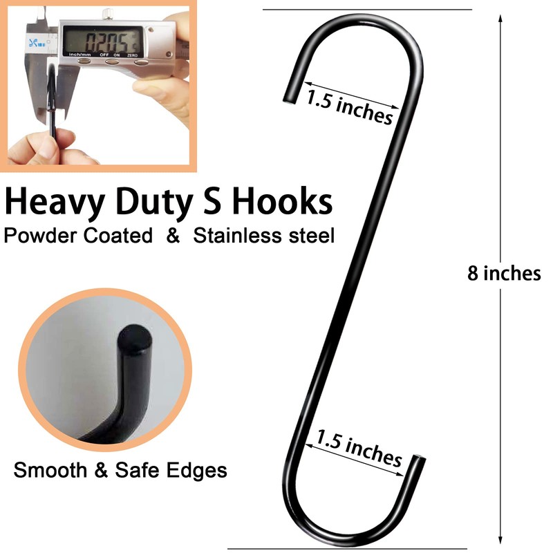 DINGEE 8 Inch S Hooks Heavy Duty,6 Pack Extra Large