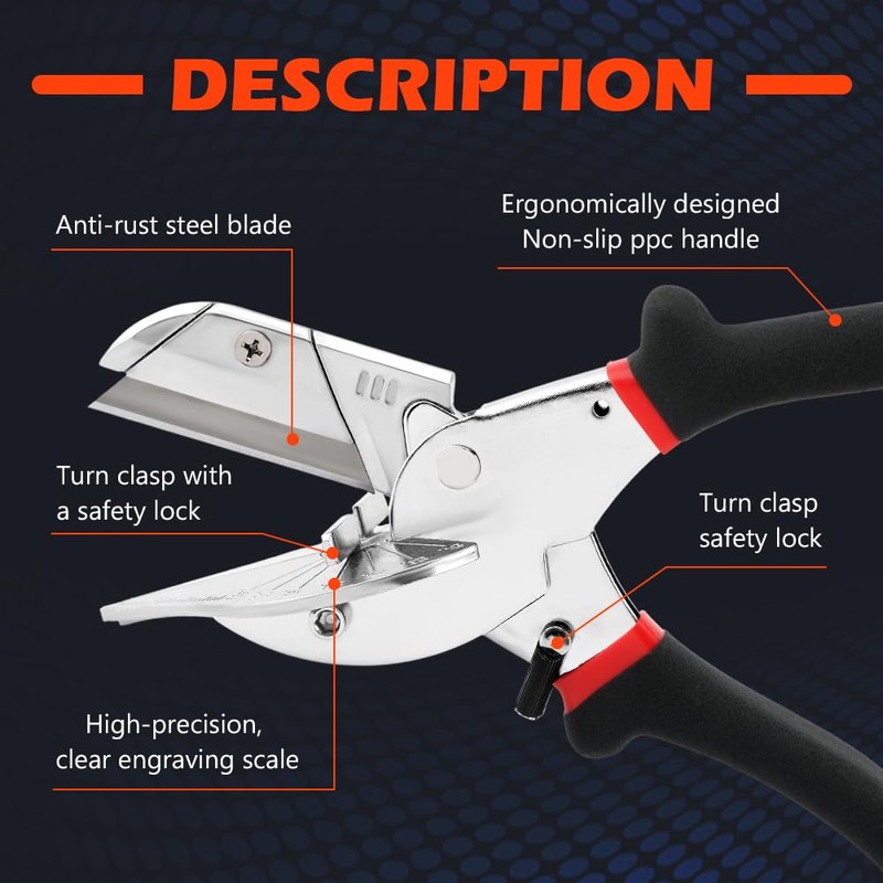 Multi Angle Miter Shears Cutter, Trim Cutter with 10 Blades,