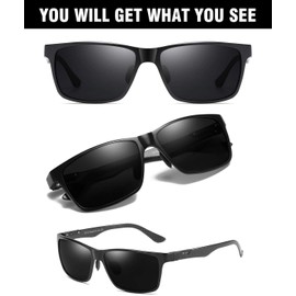 DUCO 8206 Premium Carbon Fiber Aluminum Alloy Frame Square Sunglasses -