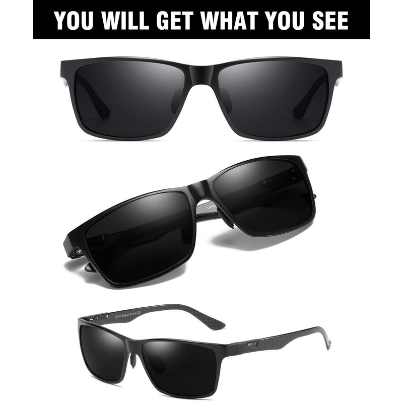 DUCO 8206 Premium Carbon Fiber Aluminum Alloy Frame Square Sunglasses