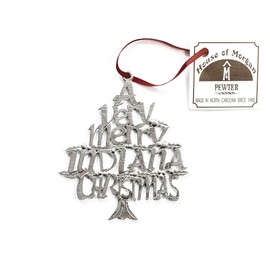 USA Handmade Indiana IN Indianapolis Christmas Ornament Pewter