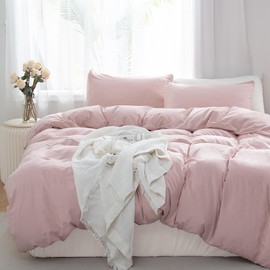 TOCOMOA Bed Linen 135 x 200 cm 2-Piece Pink, Bed Linen Sets Soft and Non-Iron Microfibre, Oeko-Tex Certified, 1 Duvet Cover and 1 Pillowcase 80 x 80 cm with Zip