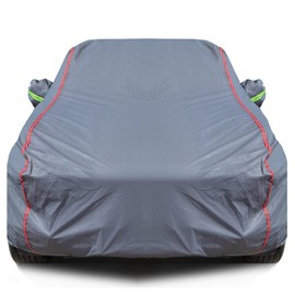 AUQDD 6-Layers PEVA New Material Sedan SUV Full Padded Car Cover Waterproof All Weather Weatherproof UV Sun Protection Snow Dust Storm Resistant Outdoor Exterior Custom Form-Fit Straps 165"-179" Grey