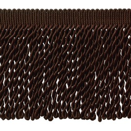 DÉCOPRO 6" (15cm) Basic Solid Collection Traditional Satiny Bullion Fringe Trim (Style# BFS6) Mocha Brown #D2 (Dark Chocolate Brown) 5 Yard Value Pack (15 ft/4.5m)