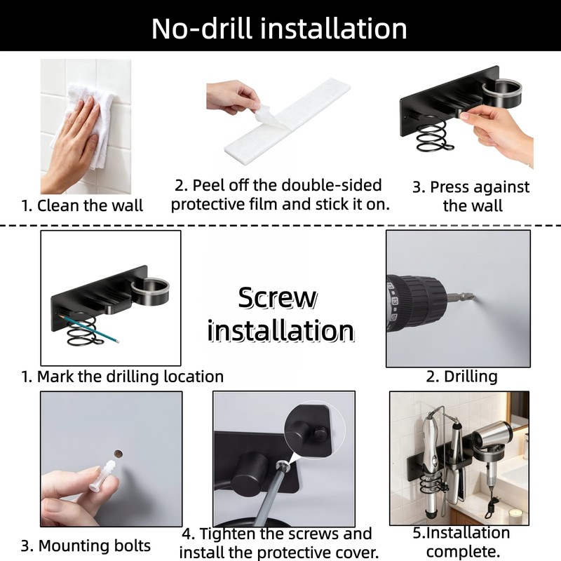 Hair Dryer Holder Wall Mounted Blow Dryer Holder Curling Iron