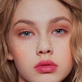 Dryxog 10 Stück Glitter Freckles Goldene Tattoo Folie Sommersprossen Tattoo, Wasserfestes Freckle Design Gesichtstattoo Glitzer Party Zubehör für Party Festival Weihnachten (Typ B)