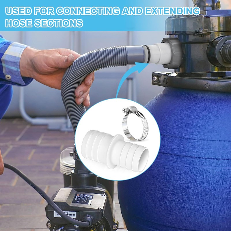 4pcs Pool Hose Connector, Hose Adapter for 32 mm to