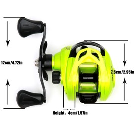 Baitcasting Reels, 7.2:1 Gear Ratio Fishing Reel with Magnetic Braking System Casting Reel for Freshwater,Saltwater Green Right