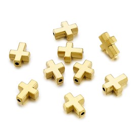 Beadthoven 20pcs Tibetan Style Antique Golden Alloy Cross Pendant Beads for DIY Bracelet Necklace Jewelry Making 15x12x5mm