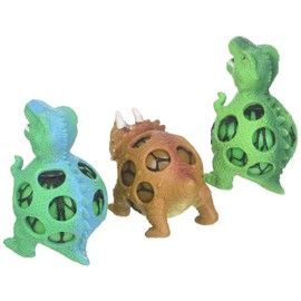 Curious Minds Busy Bags Set of 3 Mesh Dinosaur Squeeze Stress Ball - Sensory, Stress, Fidget Toy - Squishy Toy