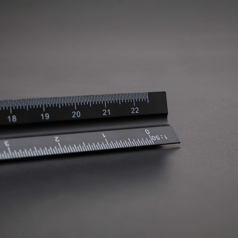 EMSea Triangular Scale Ruler 30cm Black Aluminum Alloy Metric Ruler