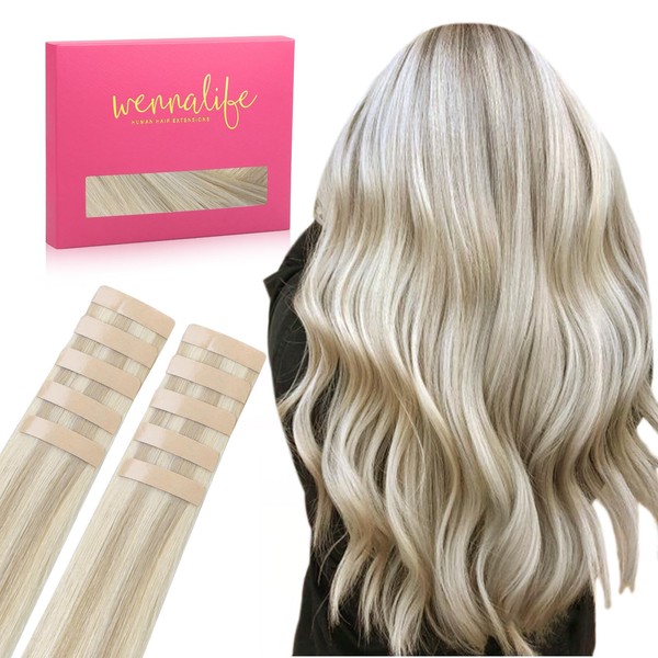 WENNALIFE Tape in Hair Extensions Human Hair 10pcs 30g 24inch