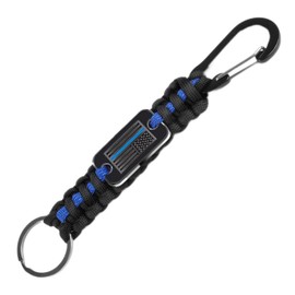 MDSXO Short Thin Blue Line Paracord Keychain Neck Lanyard for Keys with Cool USA Flag Men Women
