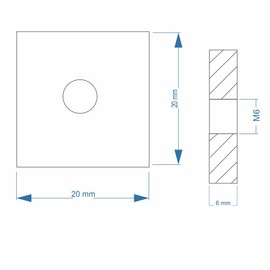 Slot Nut | Threaded Plate 20 x 20 x 6 mm M6 Thread Centre | Galvanised Steel (Pack of 10)