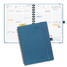 POPRUN 2026 Planner (Medium - 6.5'' x 8.5'') with Hourly Schedule, Vertical Layout - 2026 Weekly Calendar (Jan. 2026 - Dec.2026) for Time Management, Monthly Tabs, Spiral Bound, Soft Cover - Night Sky Blue